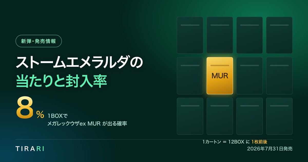 ストームエメラルダの当たりと封入率 1カートンにMURは1枚